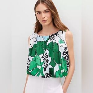 NWT Ann Taylor Floral Gathered Bubble Hem Top size Small